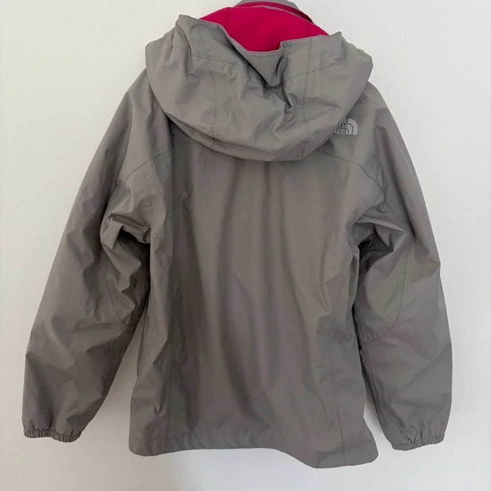 The North Face Girls Hooded Rain Jacket Gray Sz 7/8 Waterproof Shell*L20